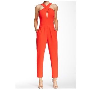 Trina Turk Cherry Crisscross Jean Jumpsuit Orange